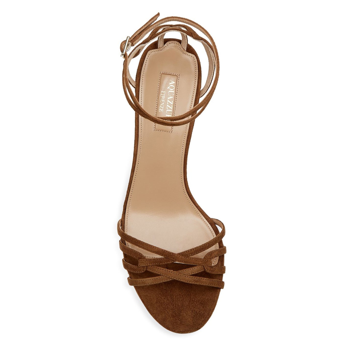 Aquazzura "First Kiss" Suede Sandals in Brown, size 37