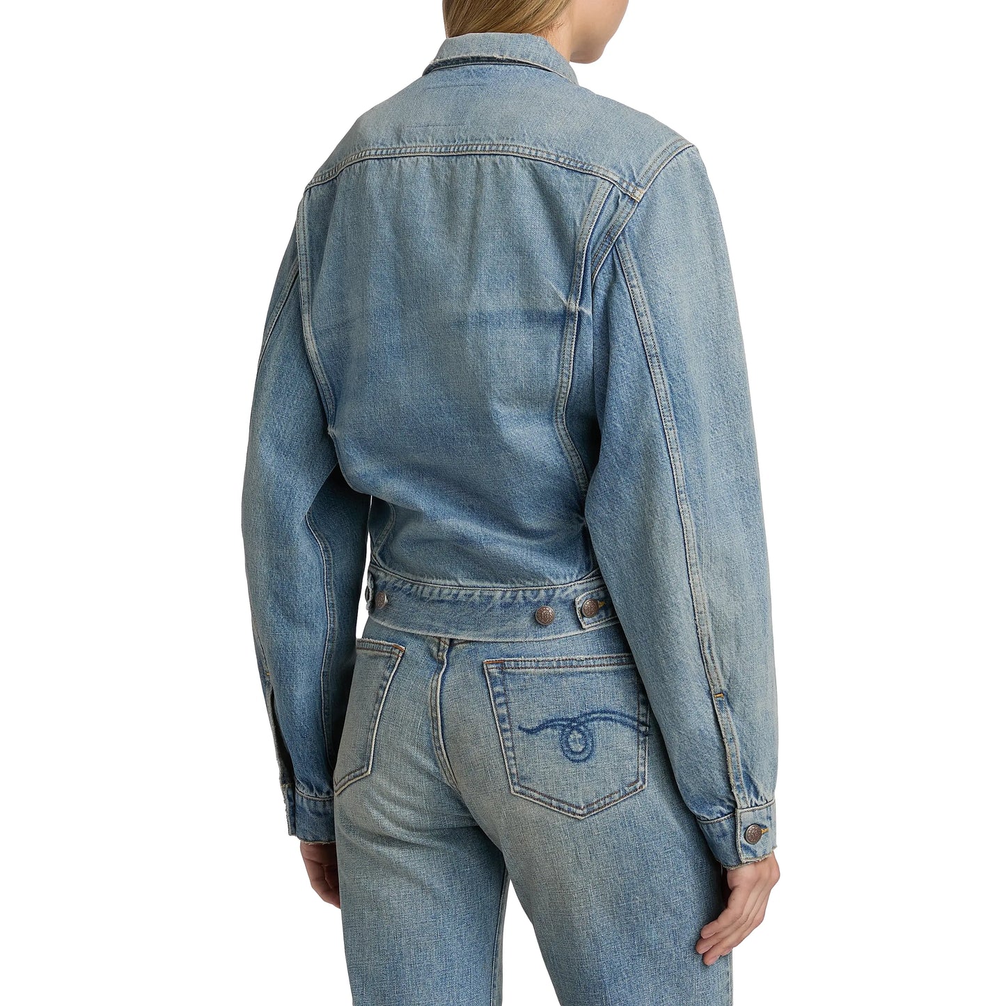 R13 Wrap Around Trucker Jacket in "Merrin Blue", size XS