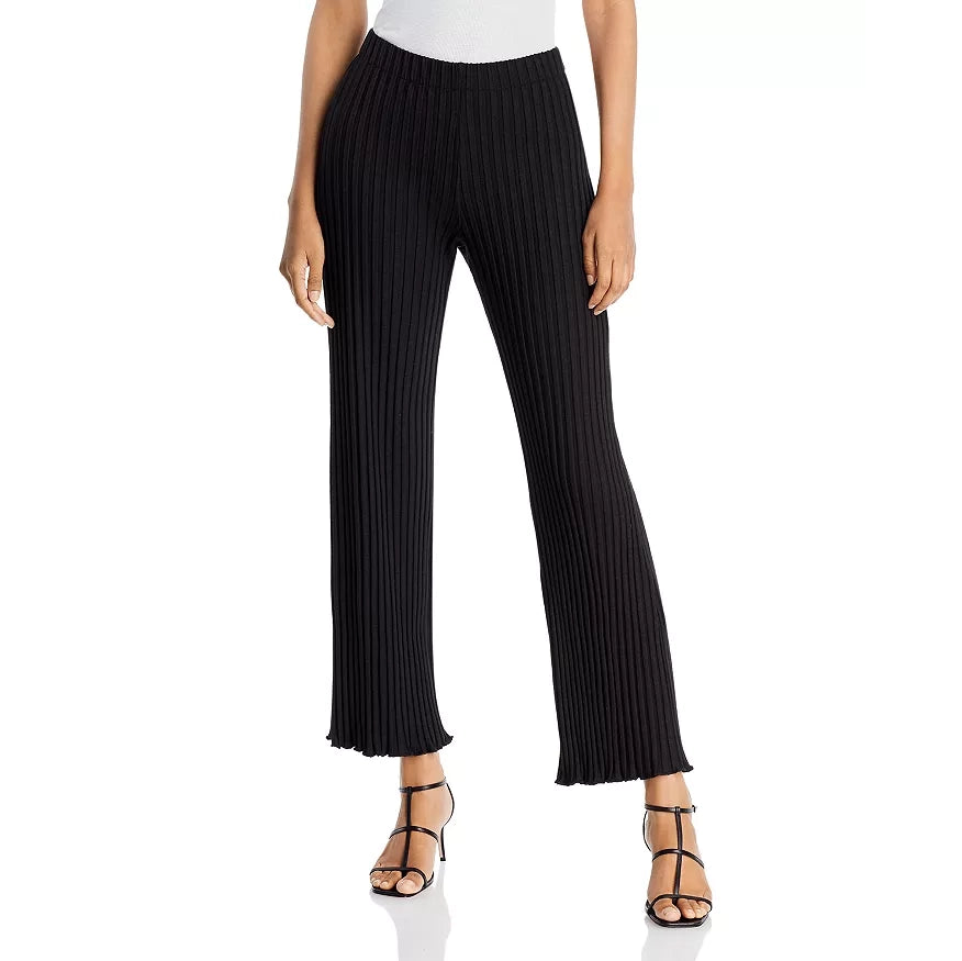 Simon Miller Ribbed Knit Crop Flare Pants in Black, size XS
