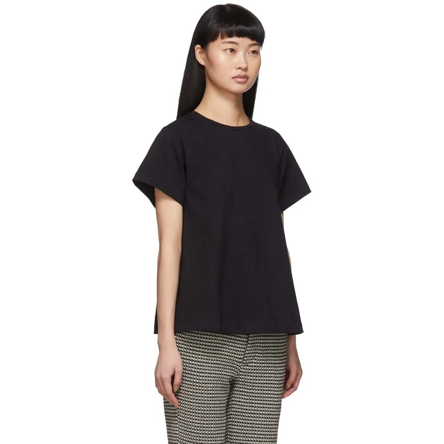 Toteme "Pemba" Flared Baby Tee in Black, size Medium