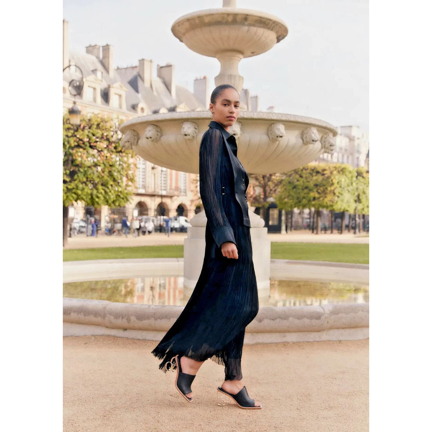 AJE "Aerial" Bib Front Maxi Dress in Black, size 8UK/4US