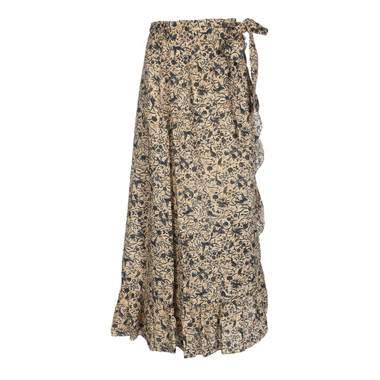 Isabel Marant Etoile "ALDA" Printed Linen Wrap Skirt, size 38