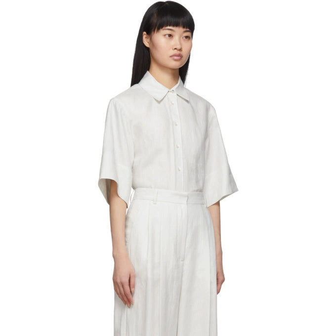 Joseph "Starr" Chintz Linen Shirt in Off-White, size 34