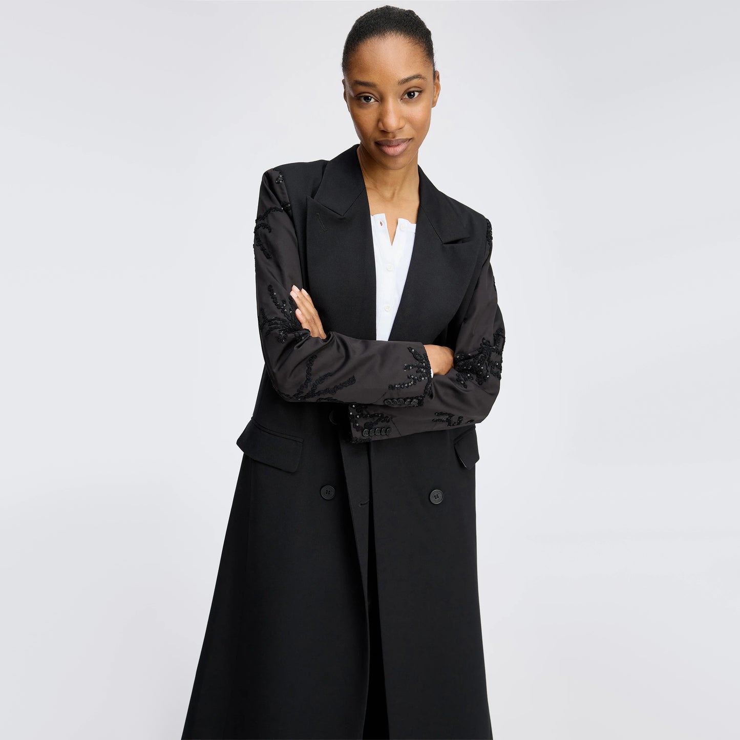 Munthe "Raymond" Jacket w Sequin Sleeves in Black, size 36 (Size Small ish)