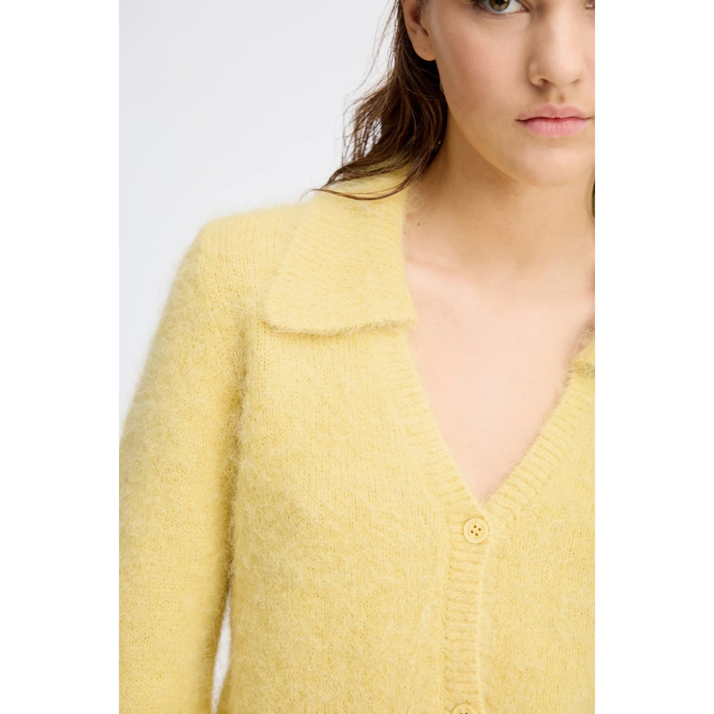 Munthe "Roxas" Cropped Cardigan in Pale Yellow, size 36