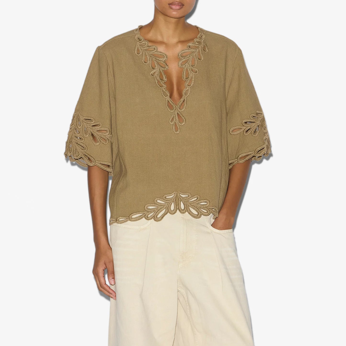 Isabel Marant Etoile Shana Top and Safa Shorts Set in Light Khaki, size 36