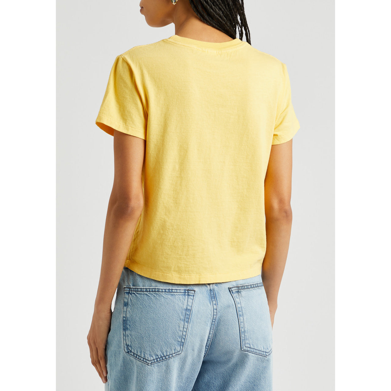 Re/Done "Beach Please" Graphic Tee in Yellow, size Small