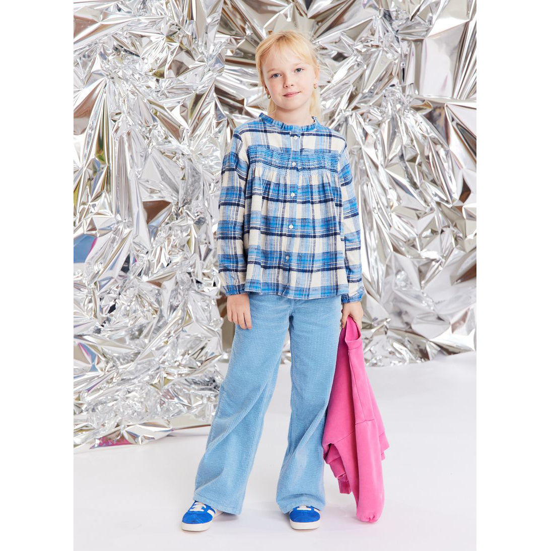 ** KIDS ** AO76 "Karla Mina" Blue Plaid Shirt, size 12 years