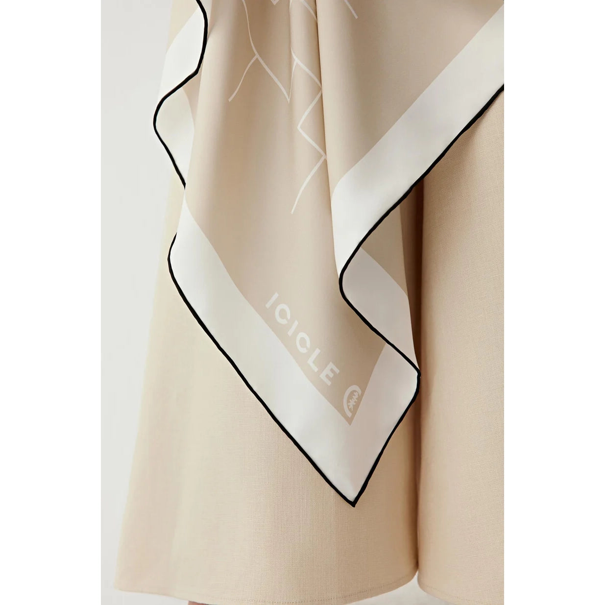 Icicle Silk Twill Square Scarf in Beige/Ivory/Black