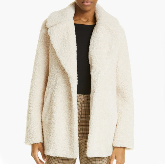 A.L.C. "Stone" Faux Fur Teddy Jacket in Ivory, size Small