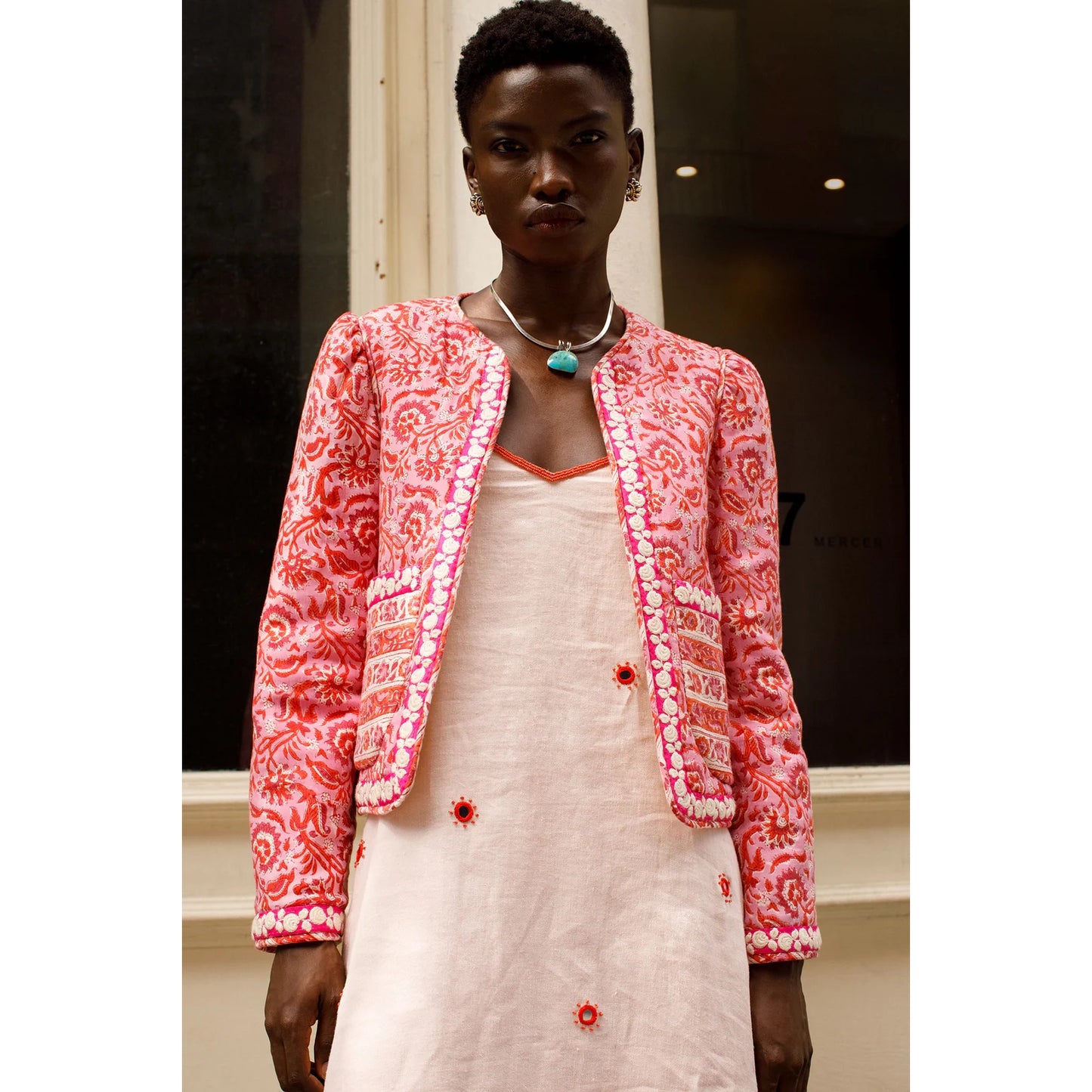 Alix of Bohemia "Hudson" Printed Jacket in Hydrangea Pink, Size XS
