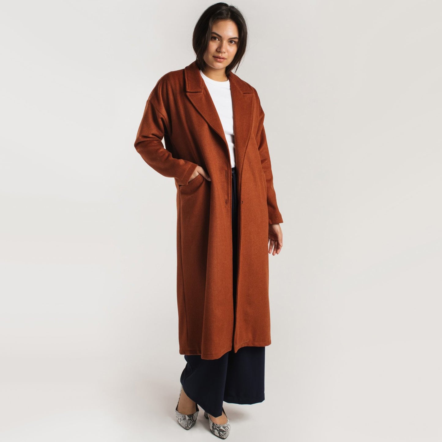Allison Wonderland "Circle" Coat in Burnt Orange, size 6