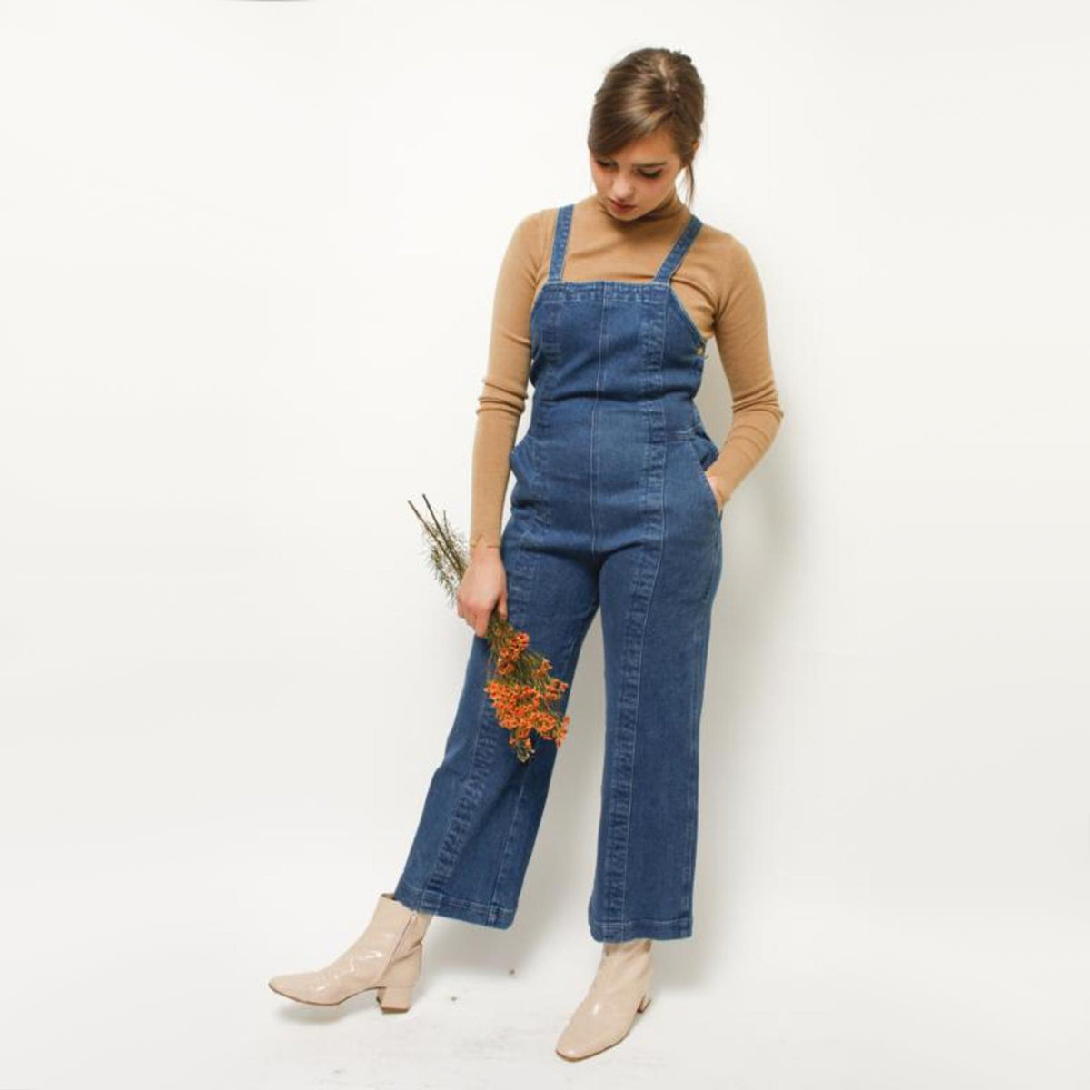 Apiece Apart "Carmen" Denim Overalls in Blue, size 4