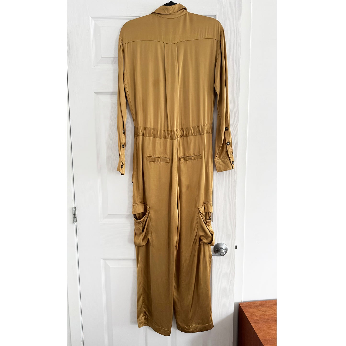 Birgitte Herskind "Sky" Satin Jumpsuit in Camel, size 34