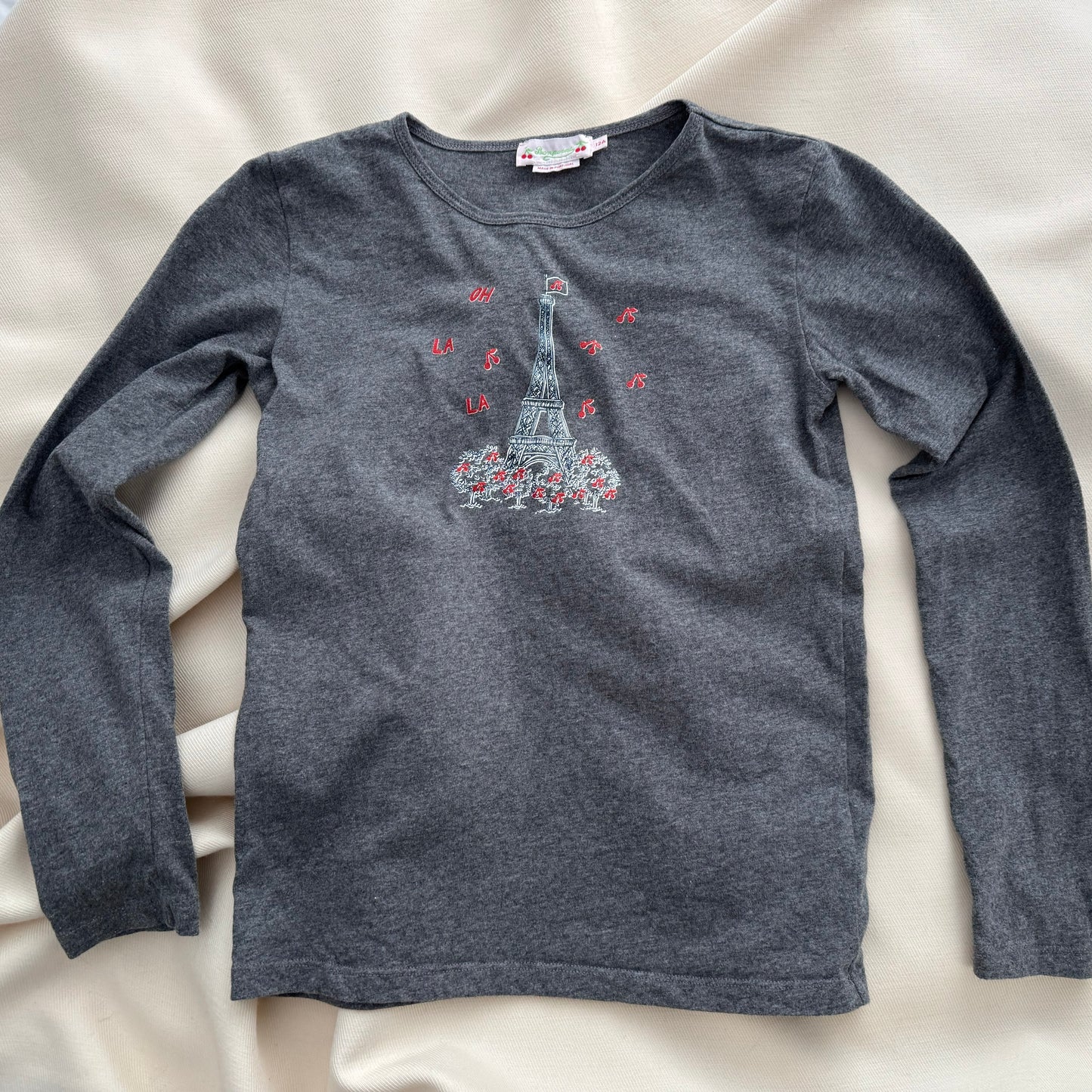 Bonpoint "Tidjiane" T-shirt in Grey, size 12 years