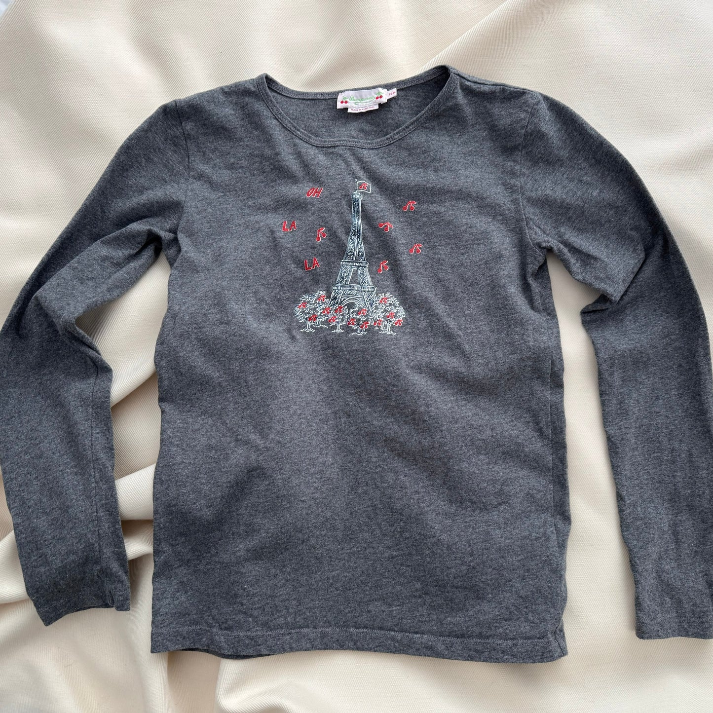 Bonpoint "Tidjiane" T-shirt in Grey, size 12 years