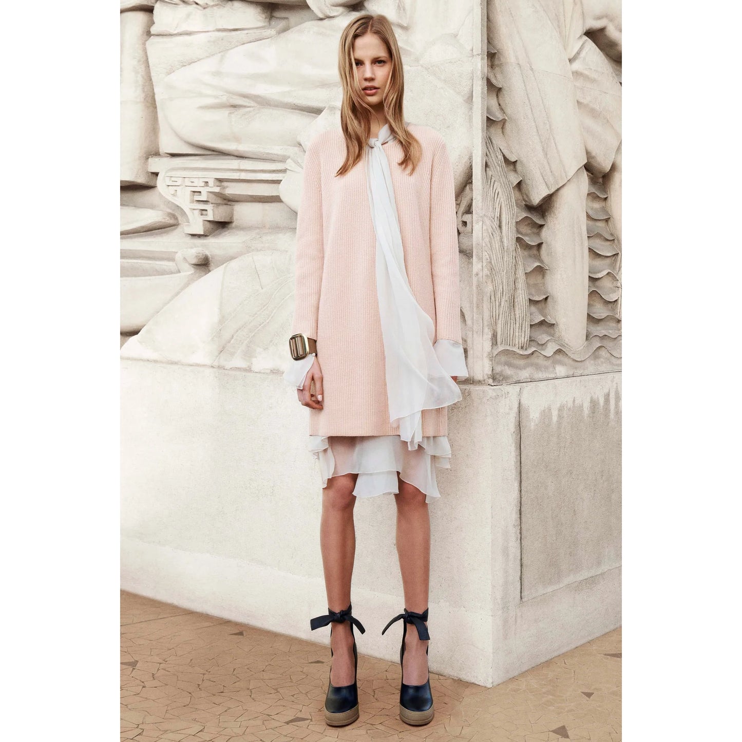 Chloe Ivory Silk Chiffon Dress, size 38 (fits like a US size 4)