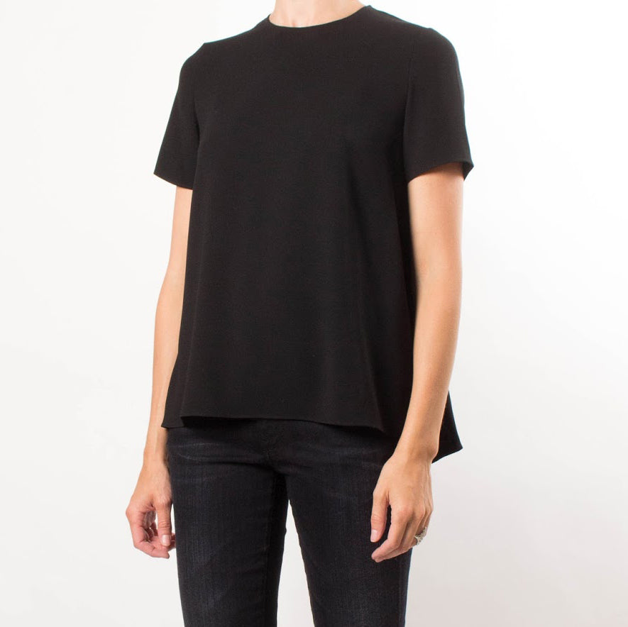 CO Black Crepe Short Sleeve Top, size XS