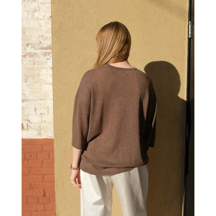 Cordera Merino Wool Oversized T-shirt in Taupe, One Size Only