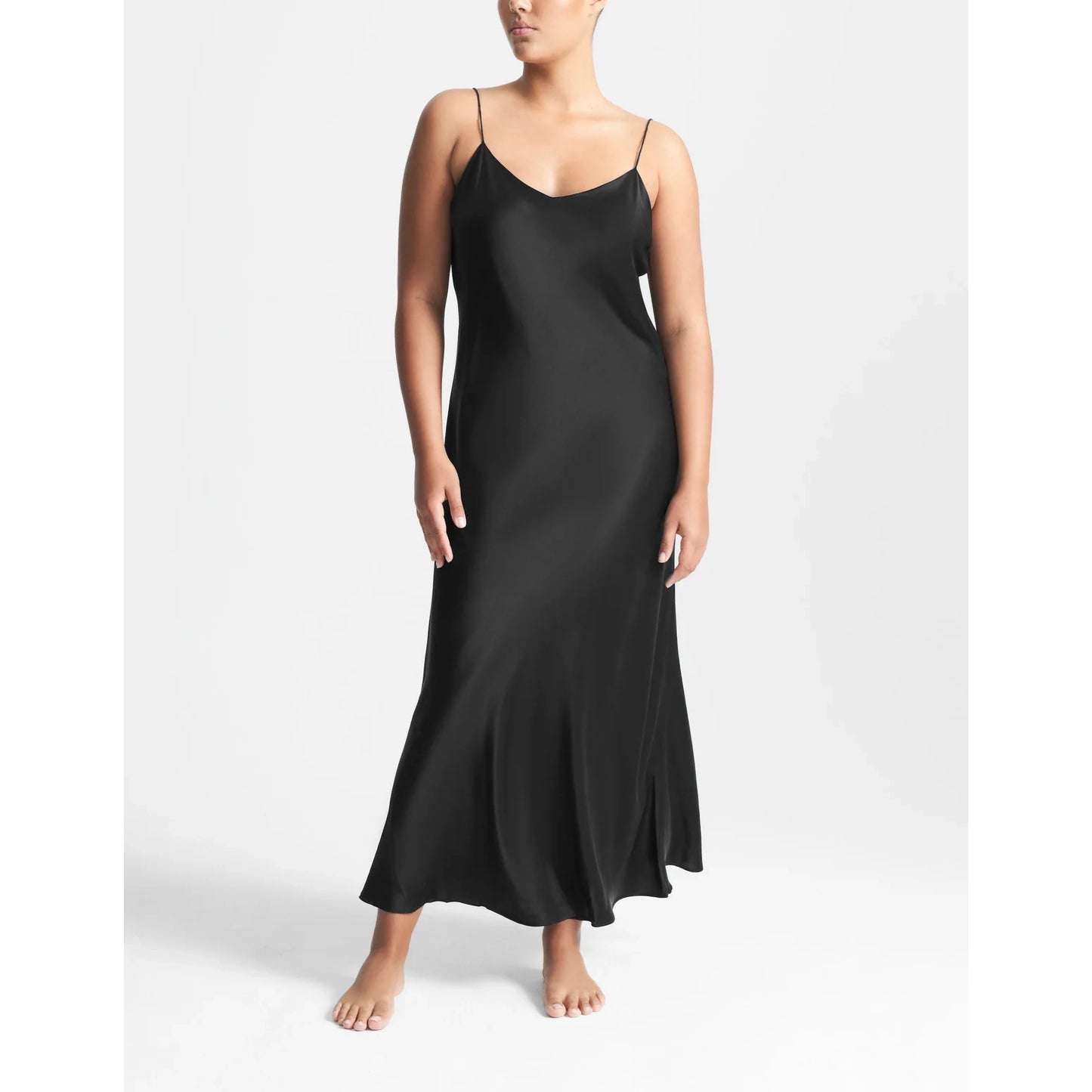 Asceno "Lyon" Silk Slipdress in Black, size Small