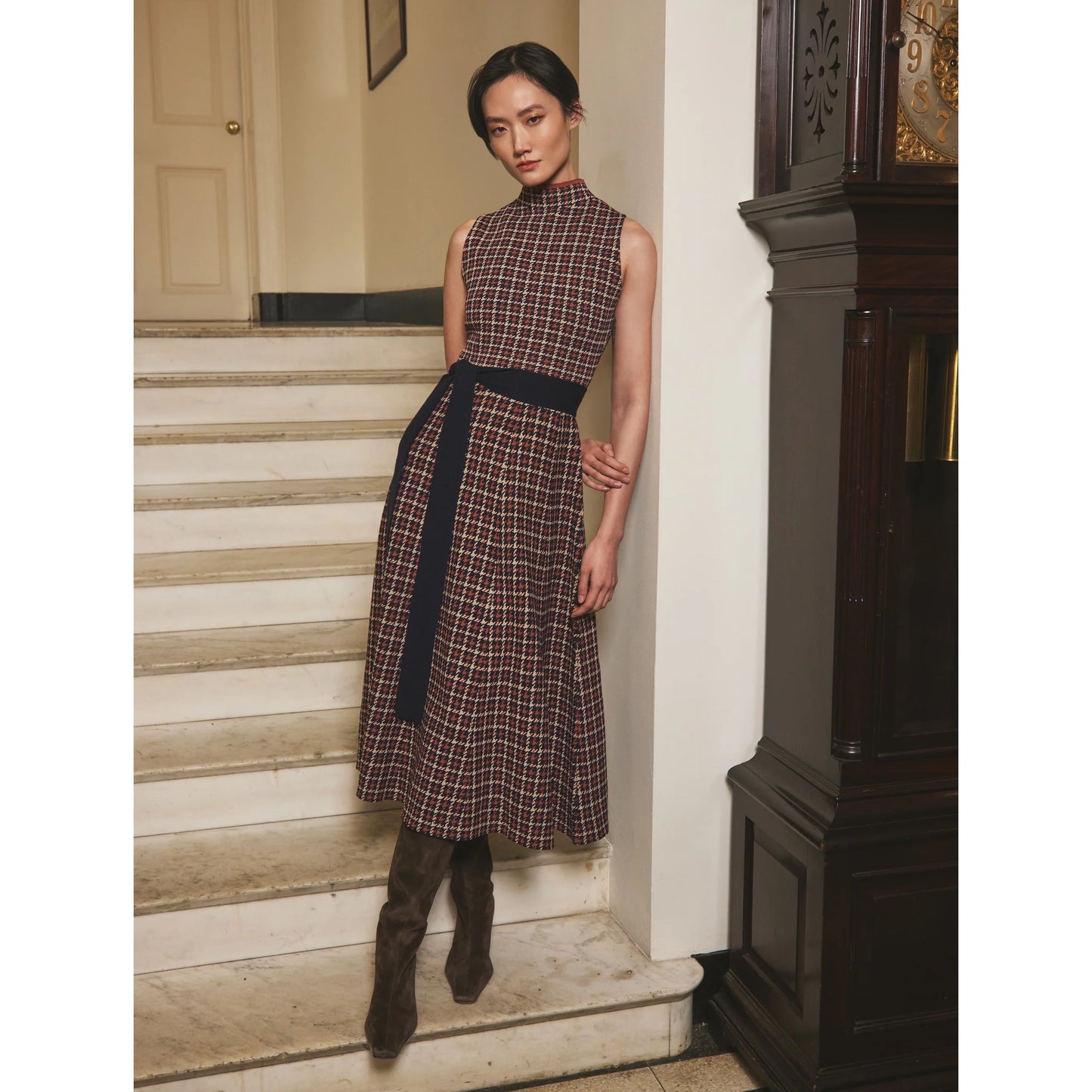 Cara Cara "Brice" Dress in Navy Check, size Small