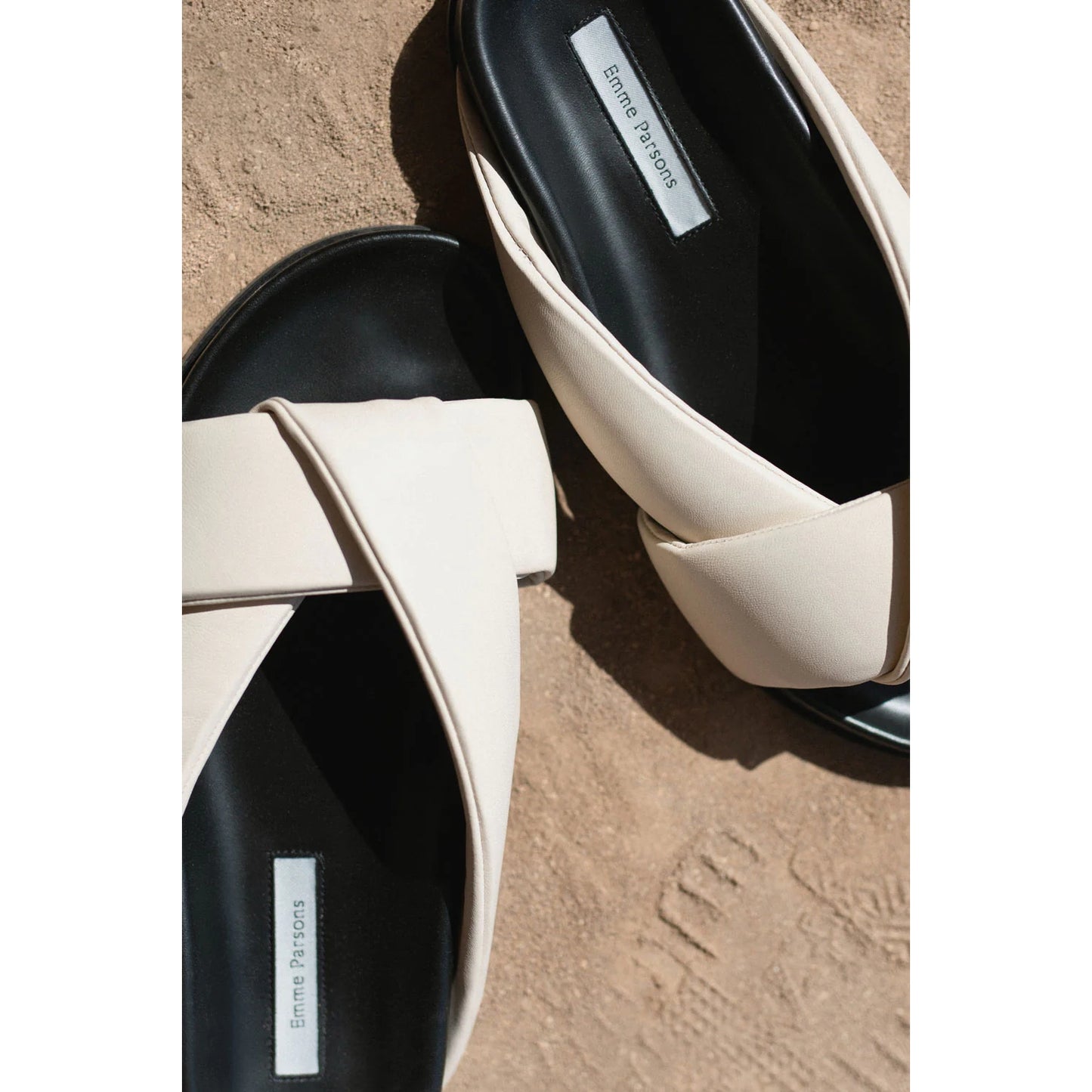 Emme Parsons "Folded Slide" Sandals in Ivory Nappa, size 37