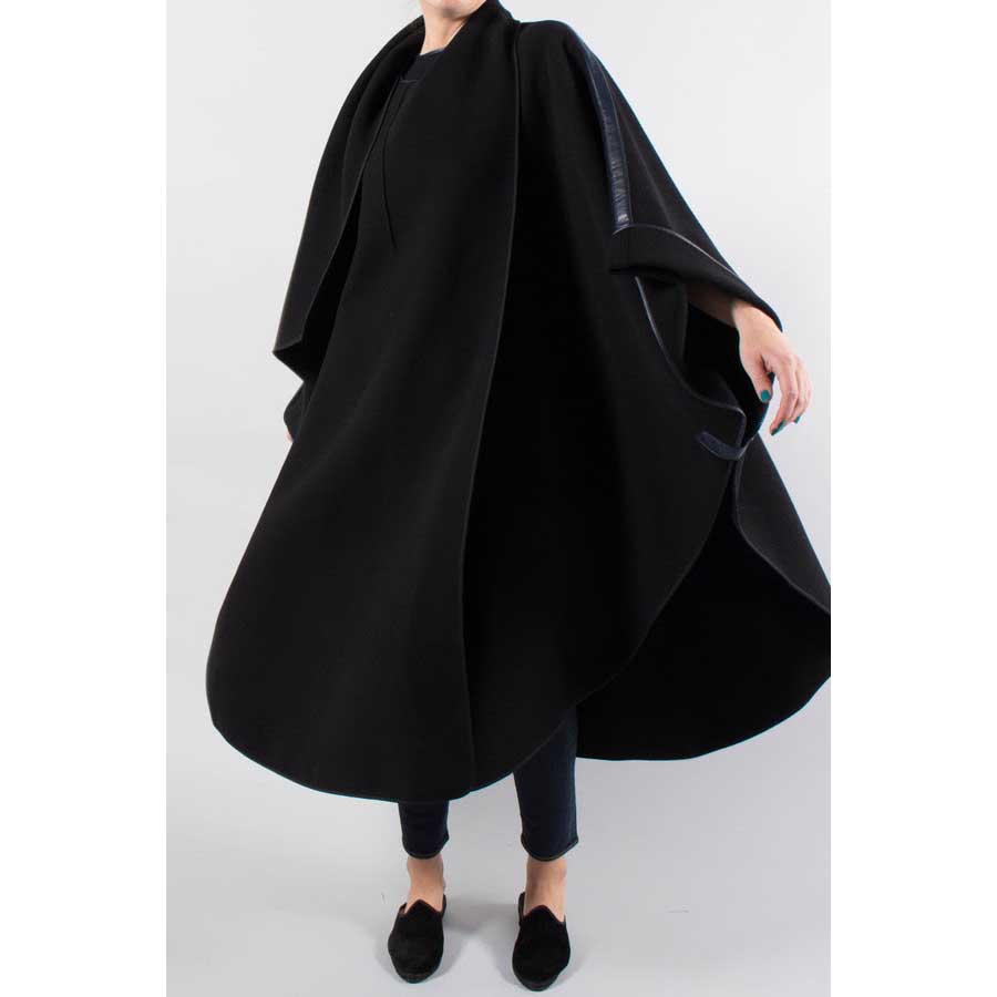 Forte_Forte Wool Cape in Black, One size Only