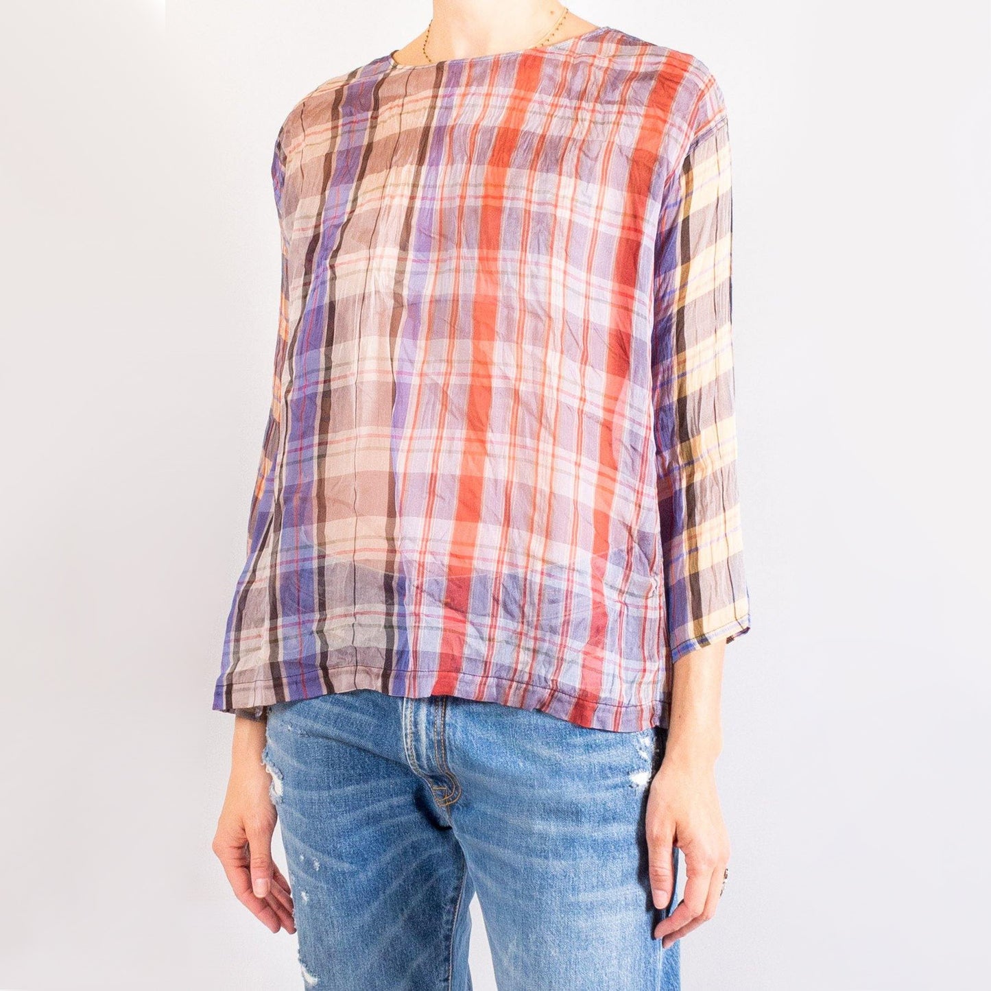 Forte_Forte Organza Plaid Top, size "1" (size small)