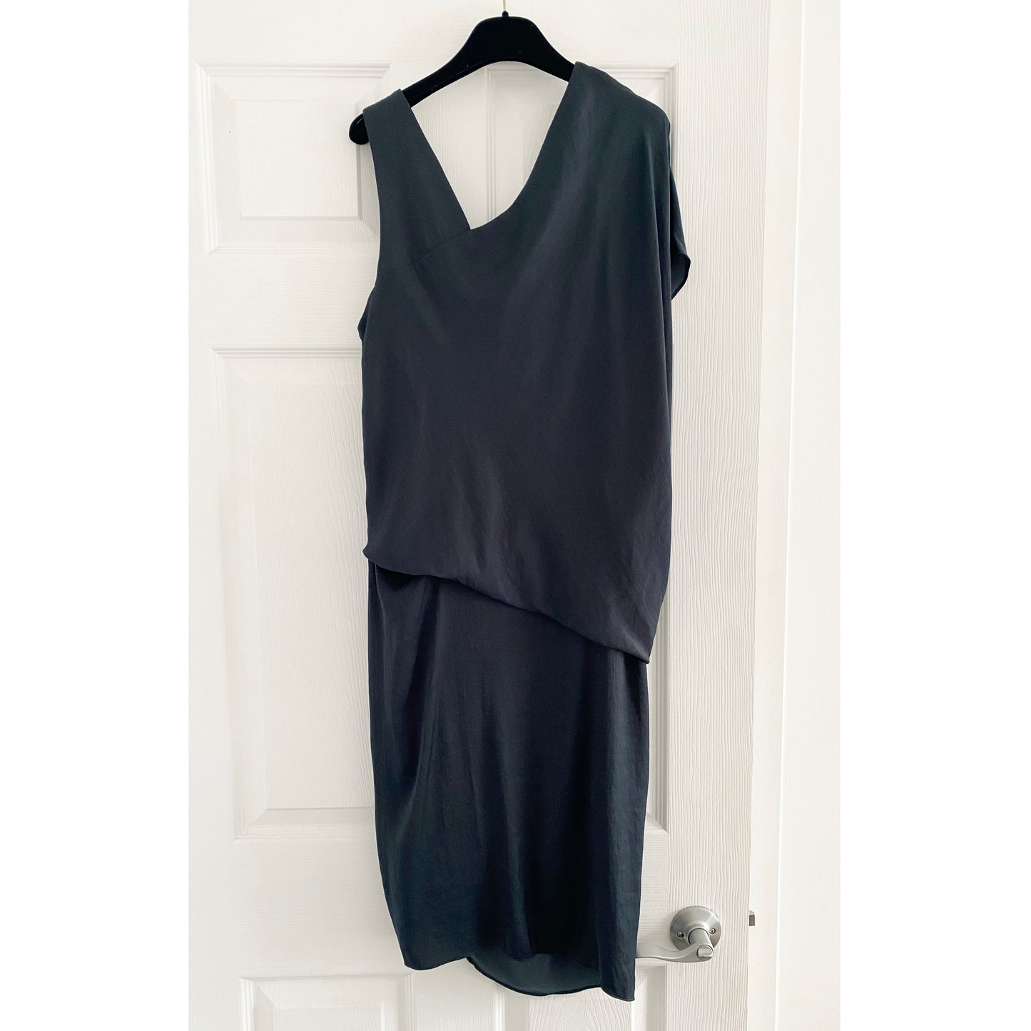 Helmut Lang Draped Goddess Dress in Dark Teal, size 6