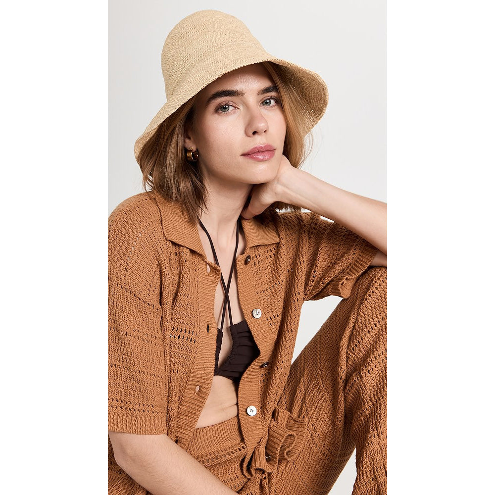 Janessa Leone "Teagan" Packable Raffia Straw Hat, size Medium