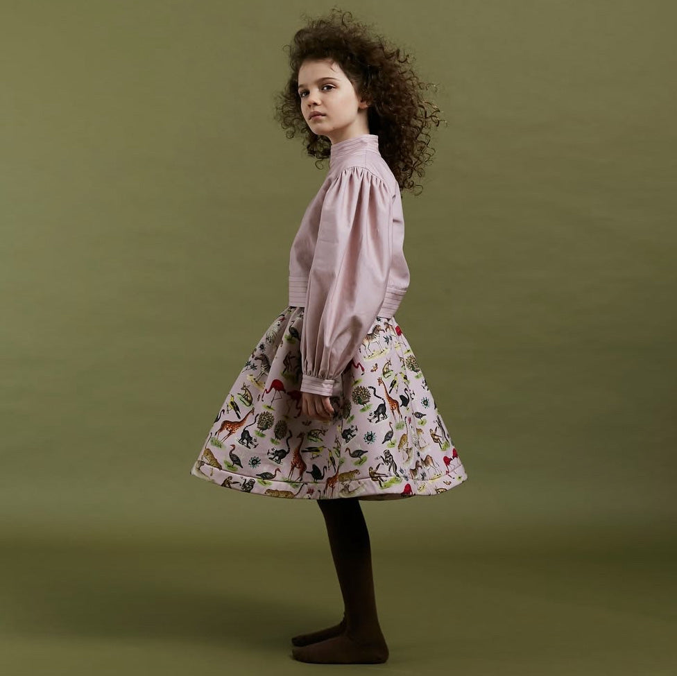 ** KIDS ** Middle Daughter Padded Skirt in "Menagerie" Print, size 11/12y