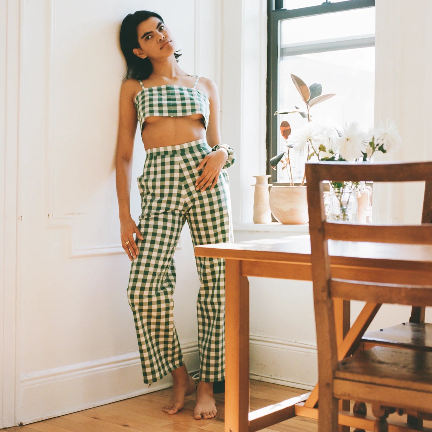 LAASSO Green Gingham Set, size small