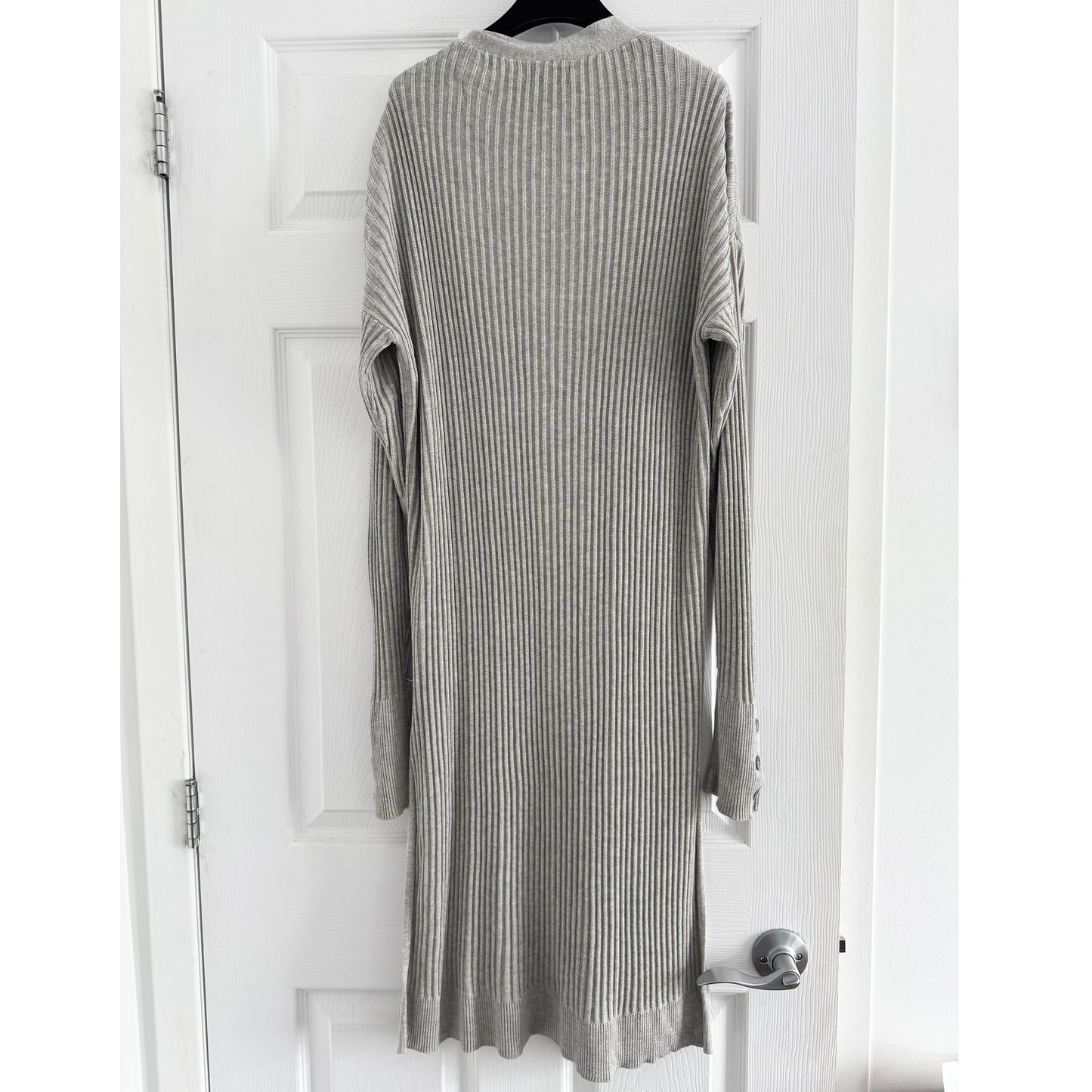 Line Knitwear Ribbed Long Cardigan in Grey, size Medium