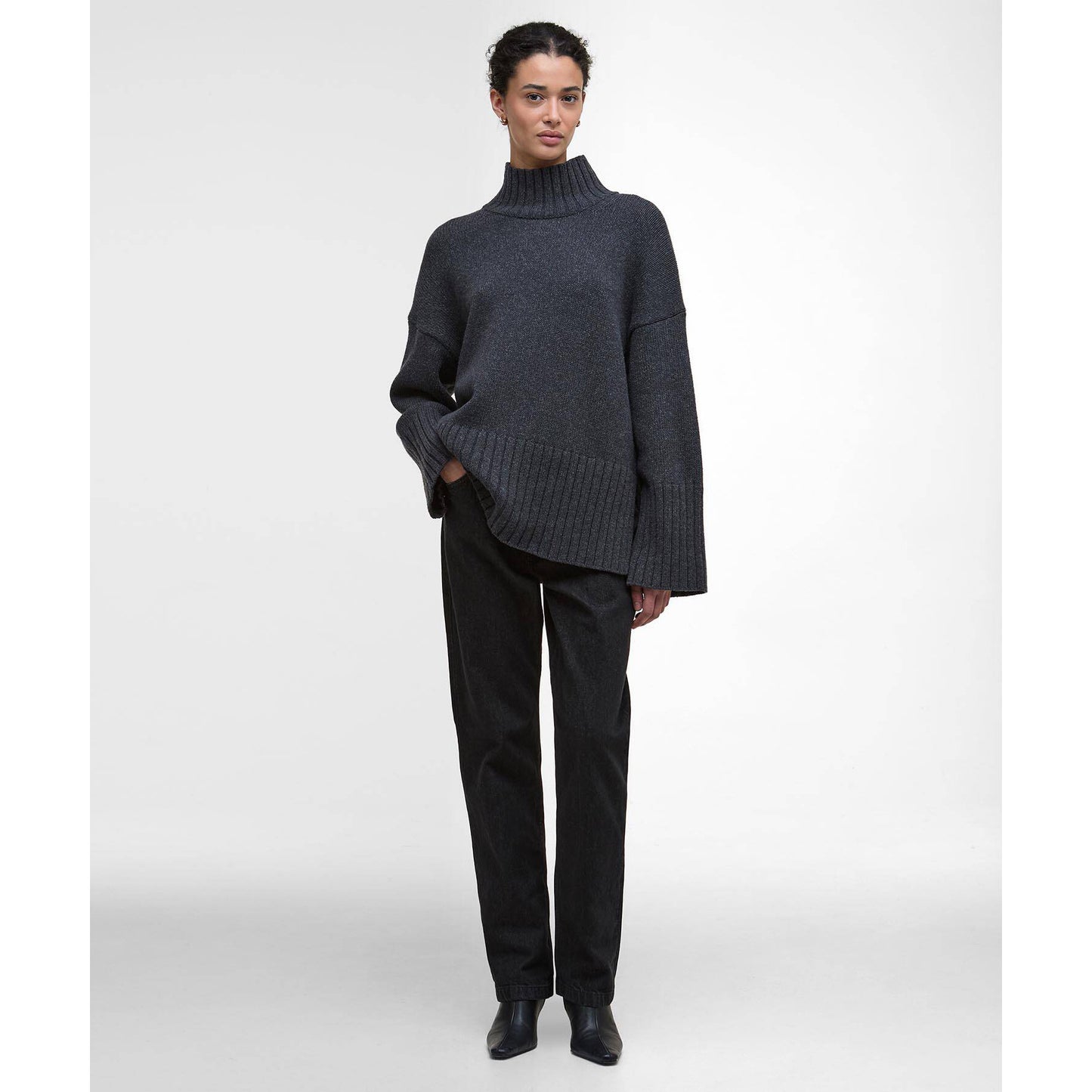 Barbour "Serena" Turtleneck in Charcoal Grey, size US4/UK8