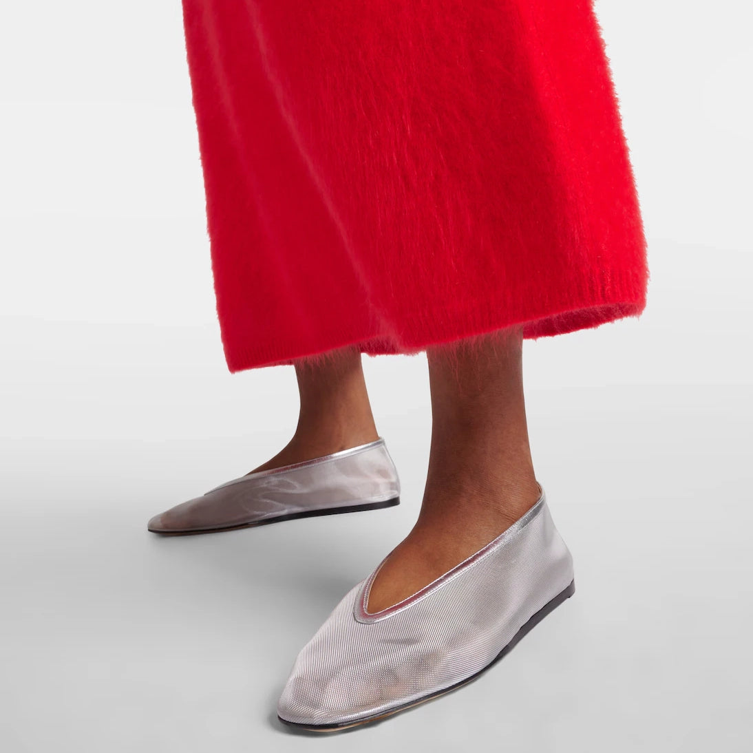 Le Monde Beryl "Luna" Slipper in Silver Mesh, size 39 (fits 8.5)