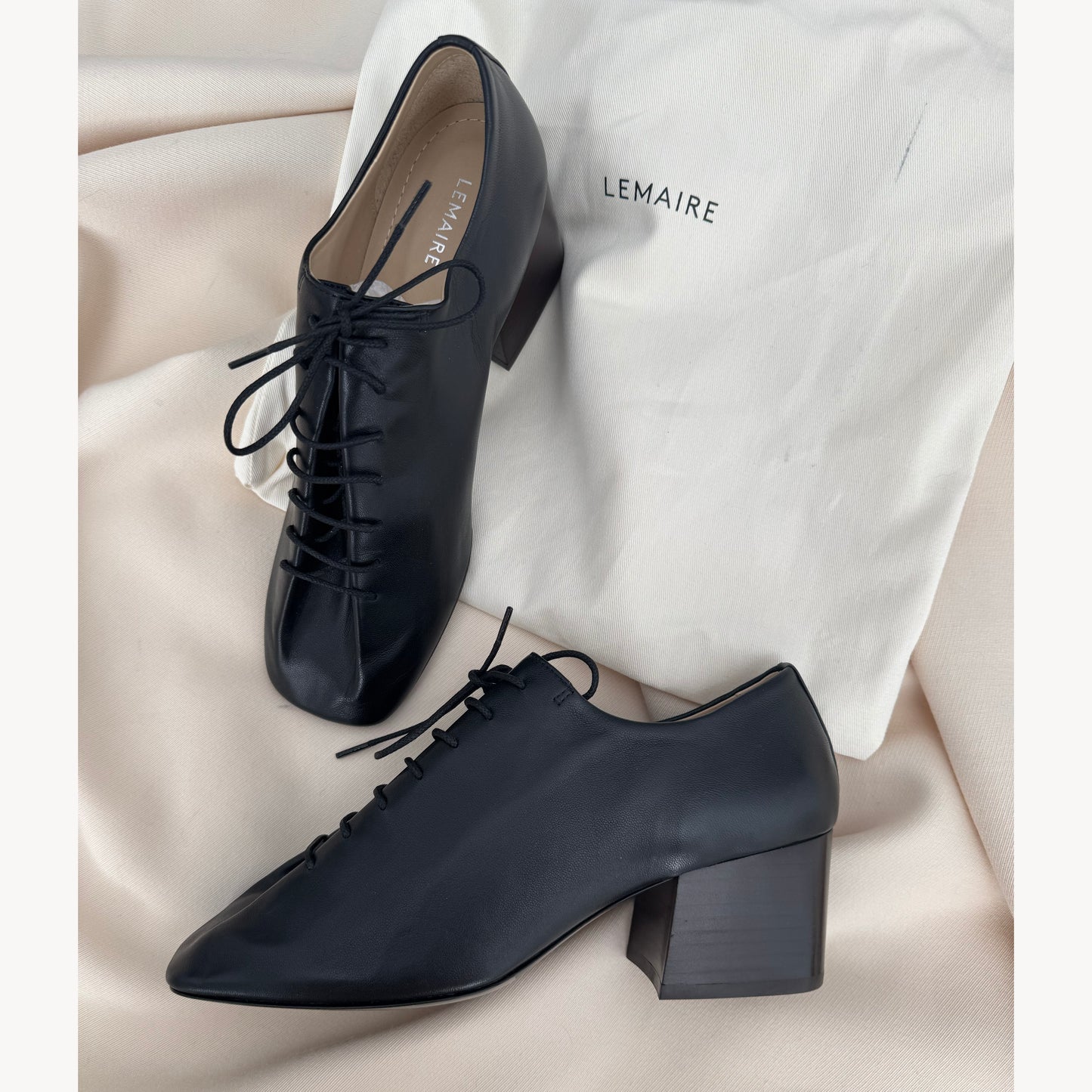 Lemaire 55mm Souris Classic Derbies in Black, size 39 (Fits like 38)
