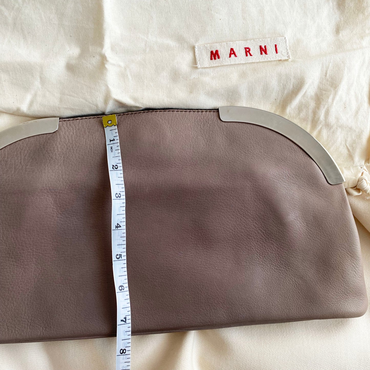 Marni Leather Clutch in Taupe