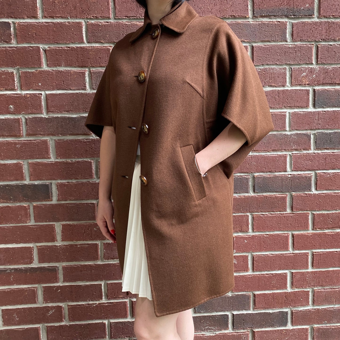 Michael Kors Doubleface Cape in Brown, size Medium