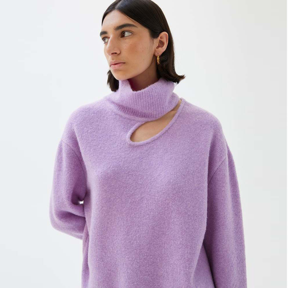 Rejina Pyo "Miki" Cutout Neckline Turtleneck in Purple, size XS