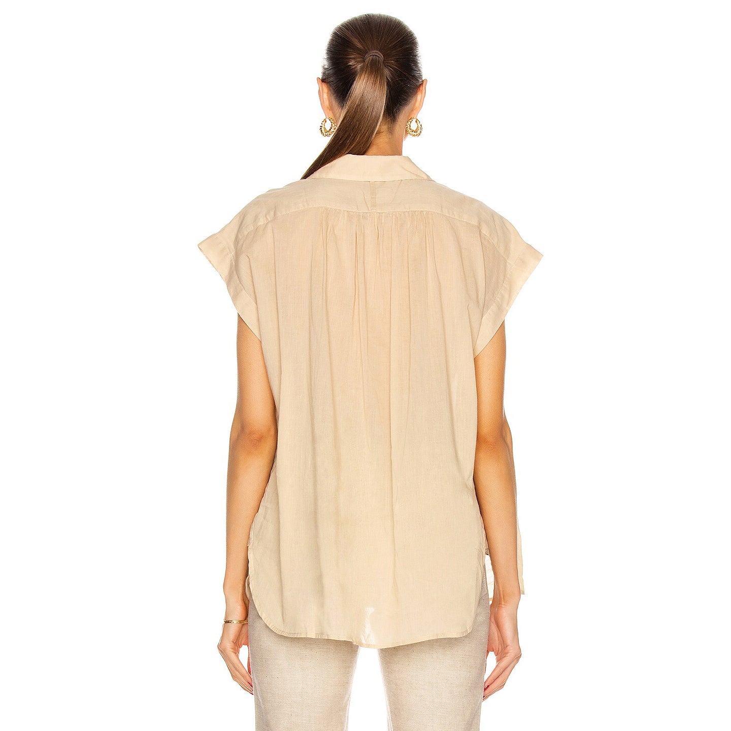 Nili Lotan "Normandy" Blouse in Beige, size Small (fits Medium)