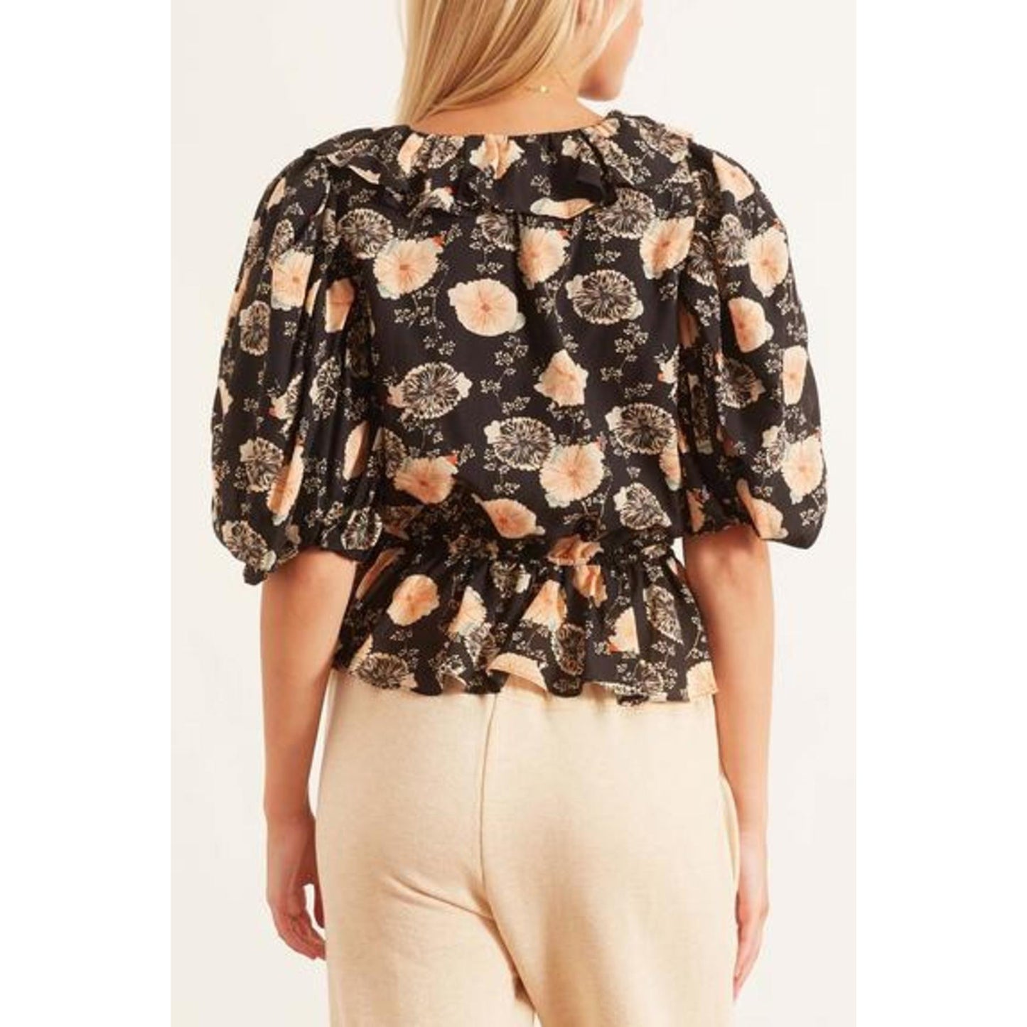 Ulla Johnson "Nadya" Top in Black Floral, size 0
