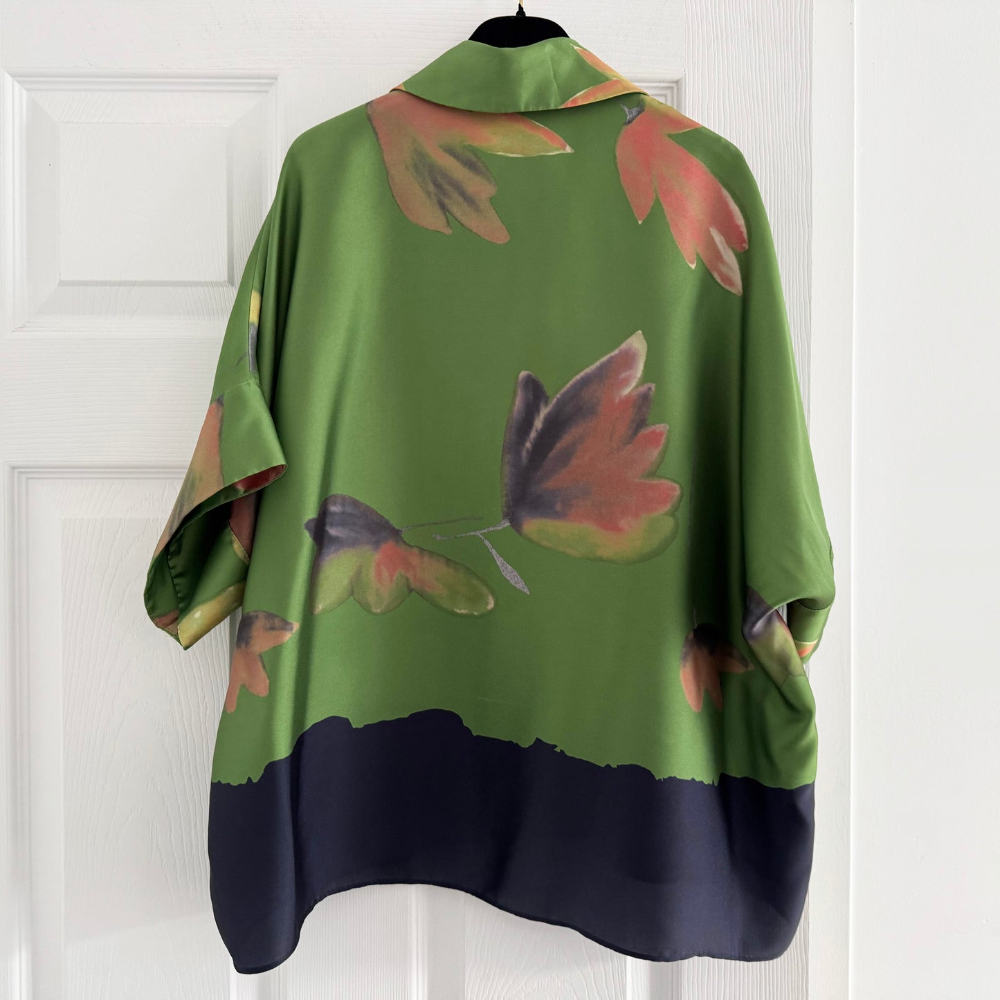 Natan Printed Silk Top in Green, size 34 (fits like size small)