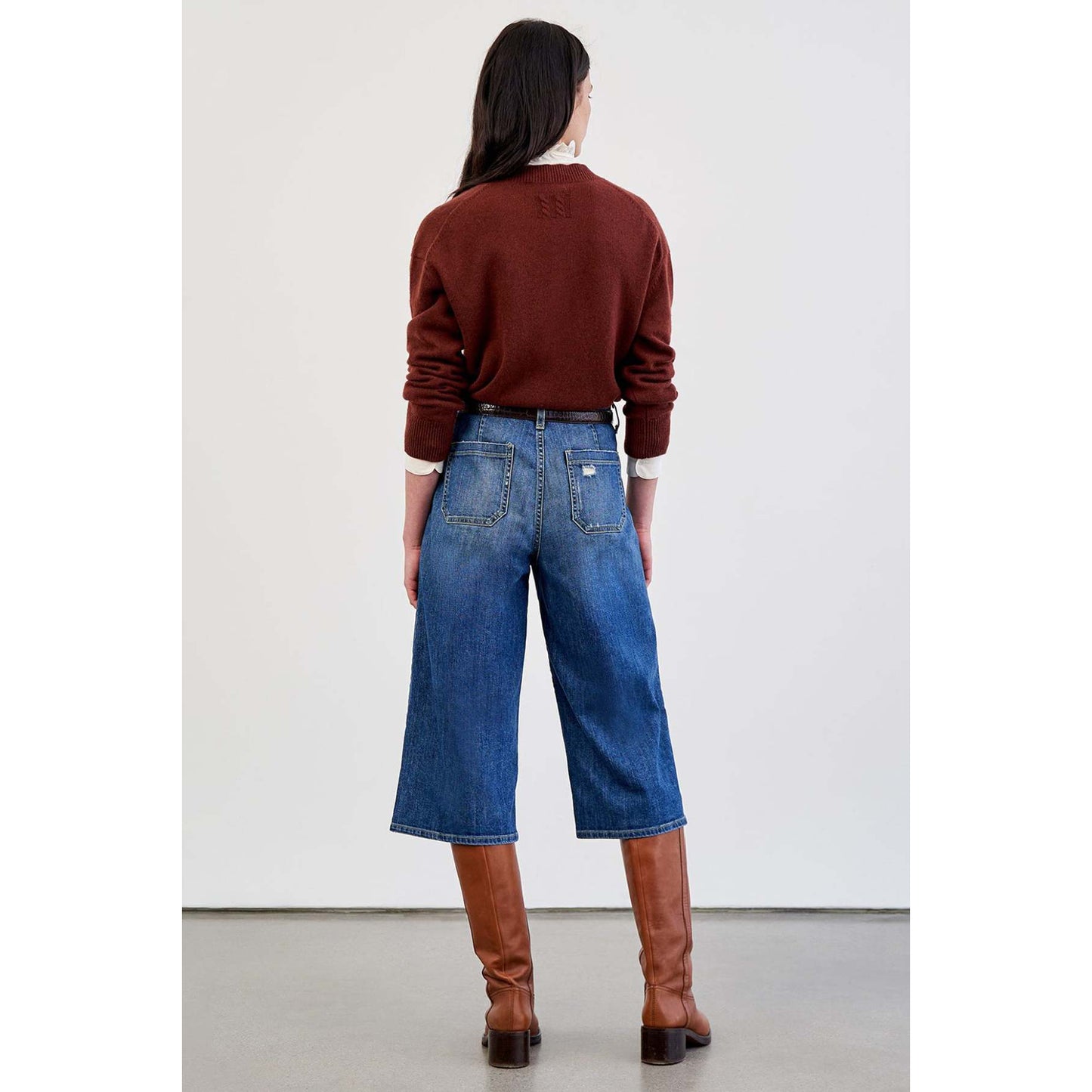 Nili Lotan "Vienne" Denim Gaucho Pants in "Classic Wash", size 30