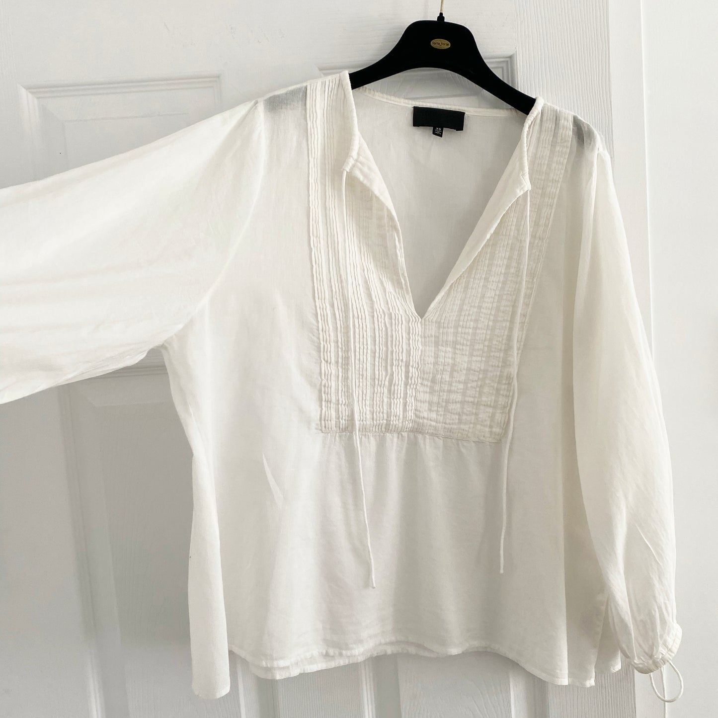 Nili Lotan White Cotton Oversize Tuxedo Blouse, size XS (fits S/M)