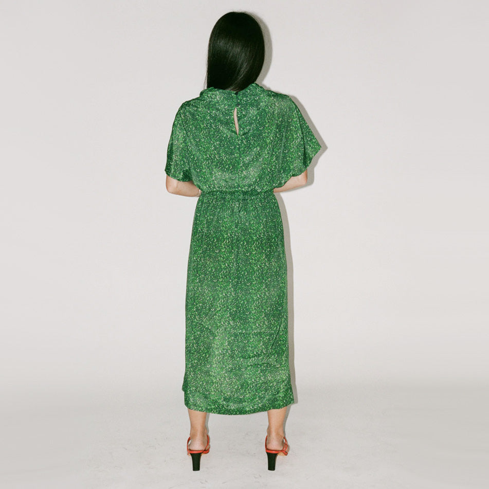 No. 6 Store "Willa" Printed Silk Dress in Green, size Large