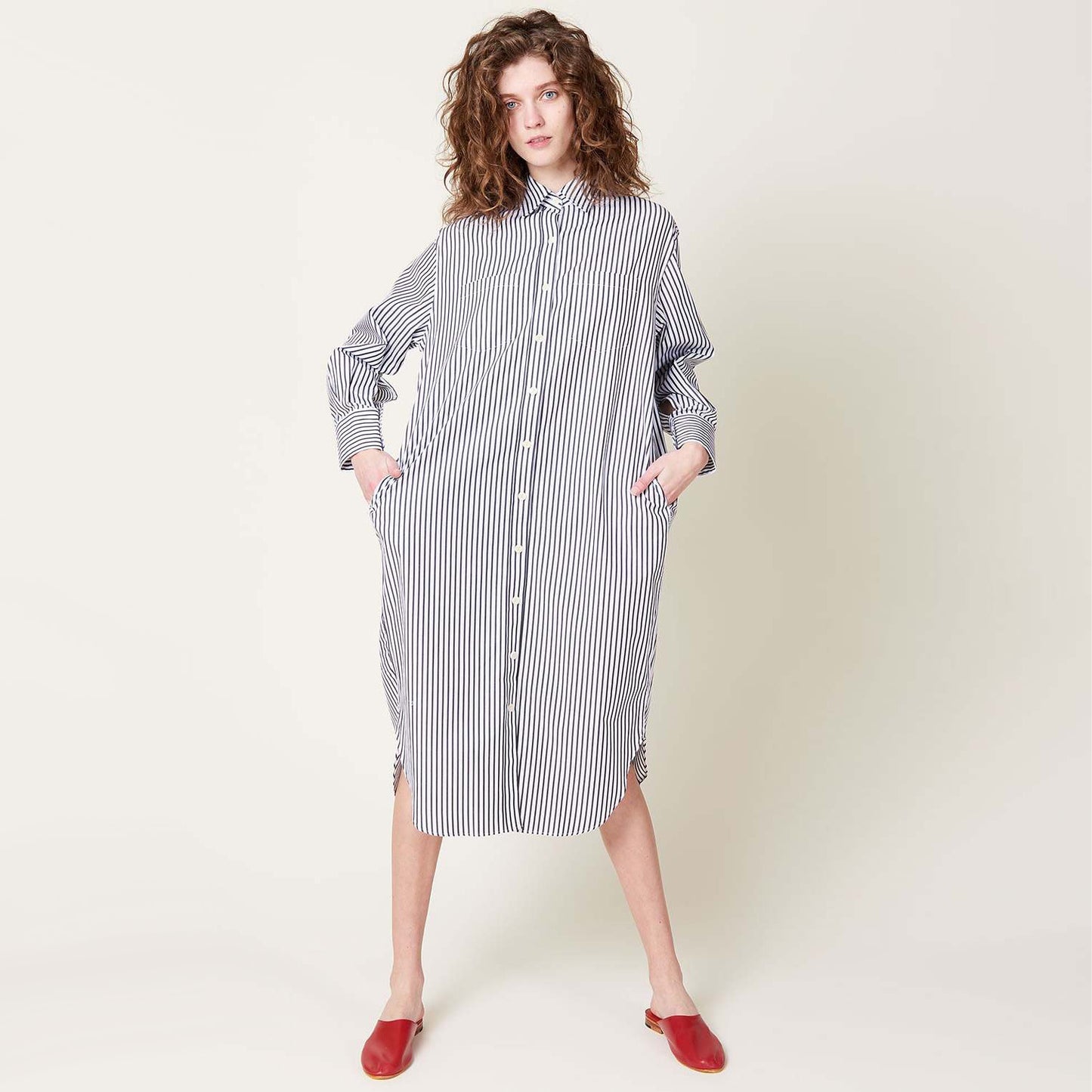 Maria McManus Striped Shirtdress in Black/White, size XS (fits size Small)