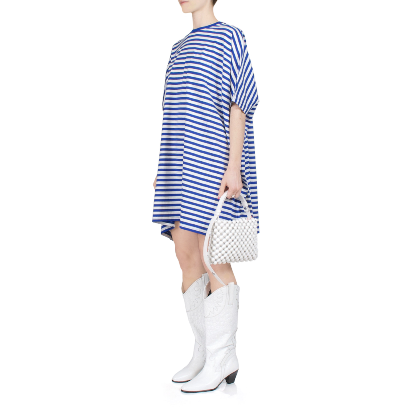 Denimist Striped Tee-Shirt Dress in Blue/White