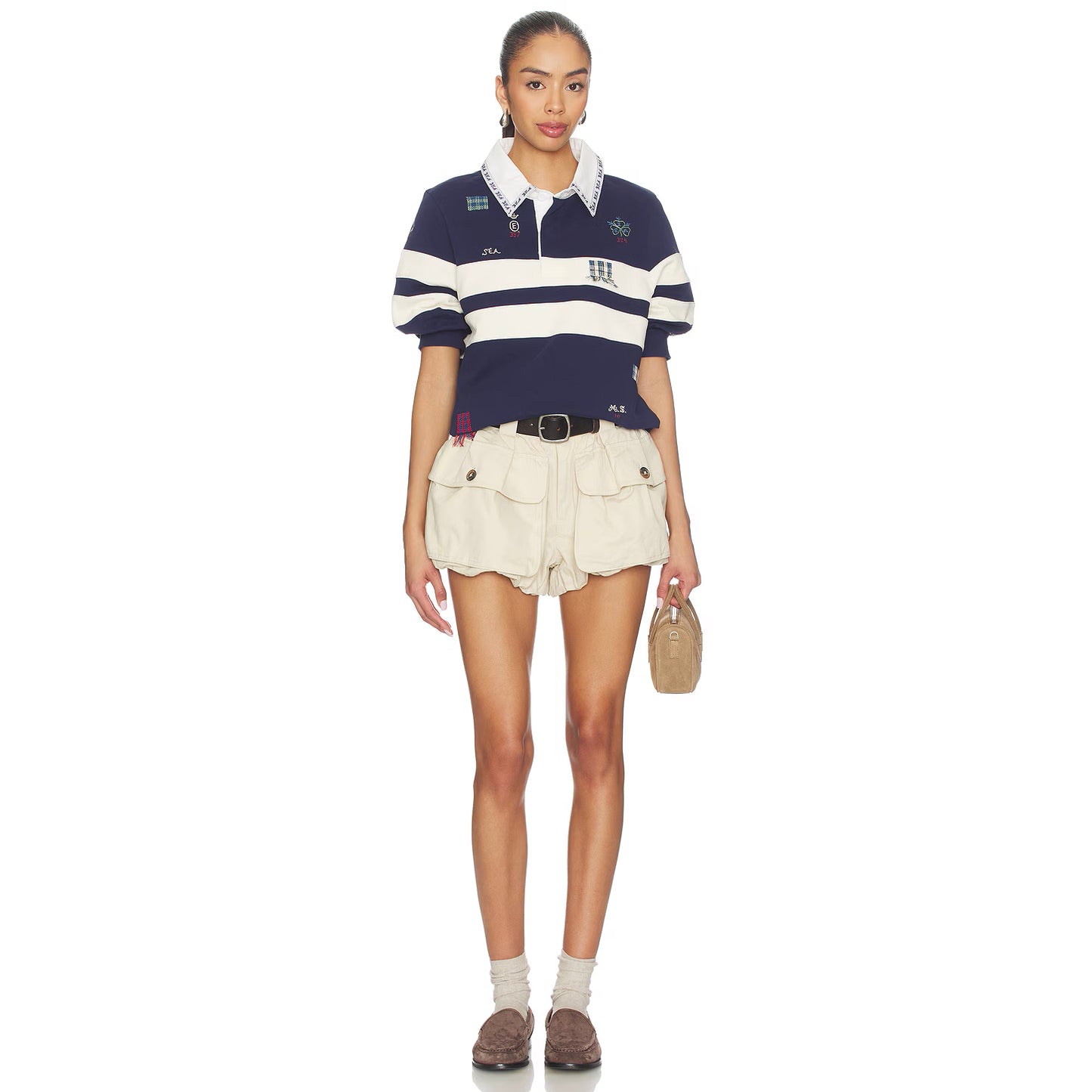 Sea New York "Andrea" Bubble Workwear Short in Beige, size 6 (fits 4/6)