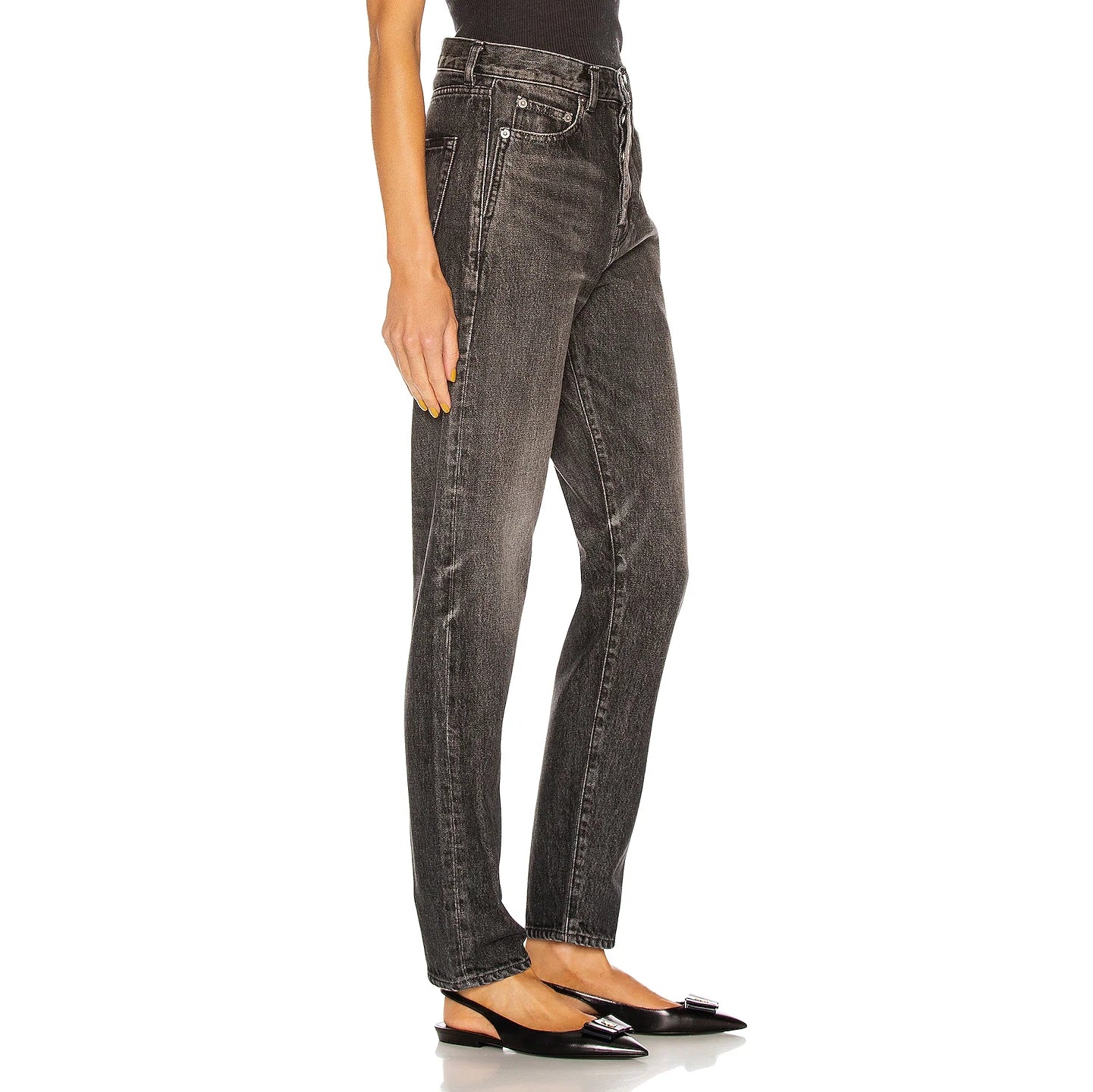 Saint Laurent High Waisted Jeans in Faded Black, size 30 (fits like 28!) *hemmed*