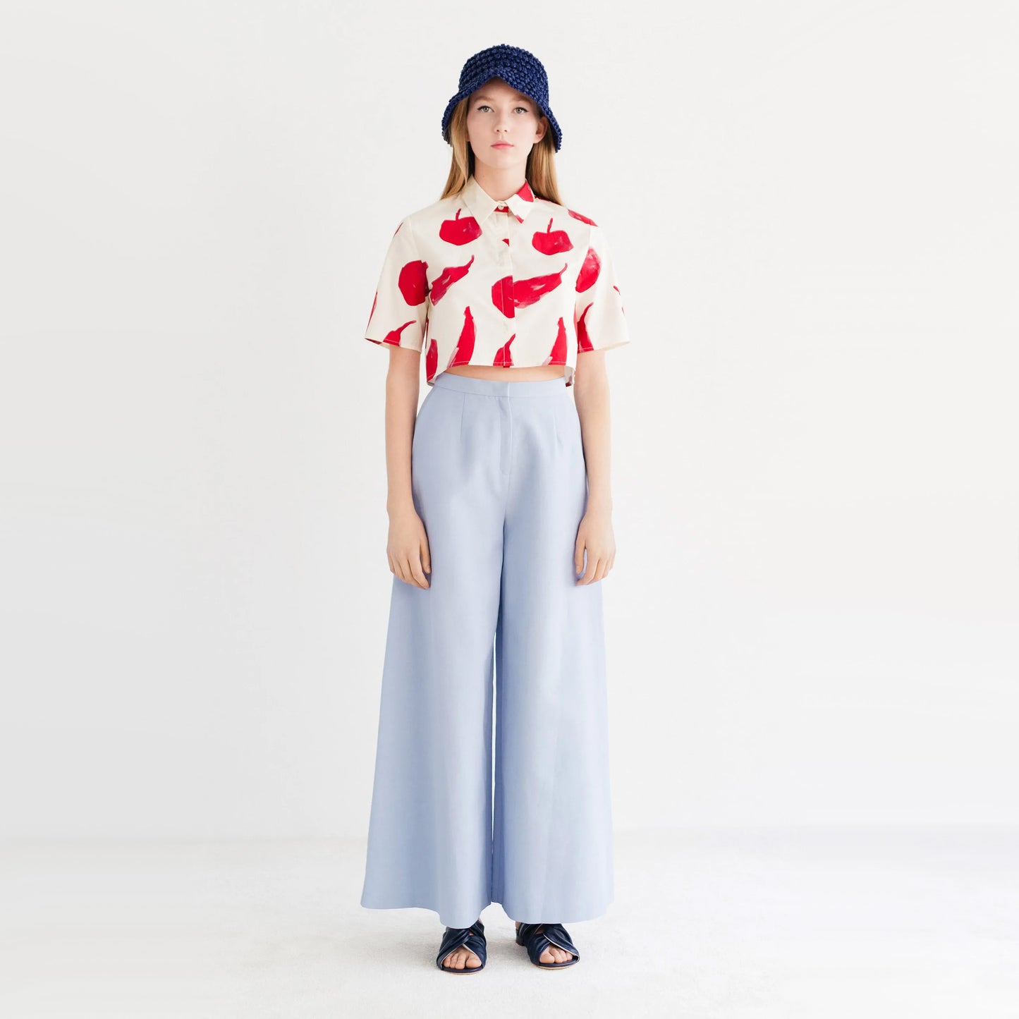 Samuji Wide Leg Pants in Blue, size 40 (size small)